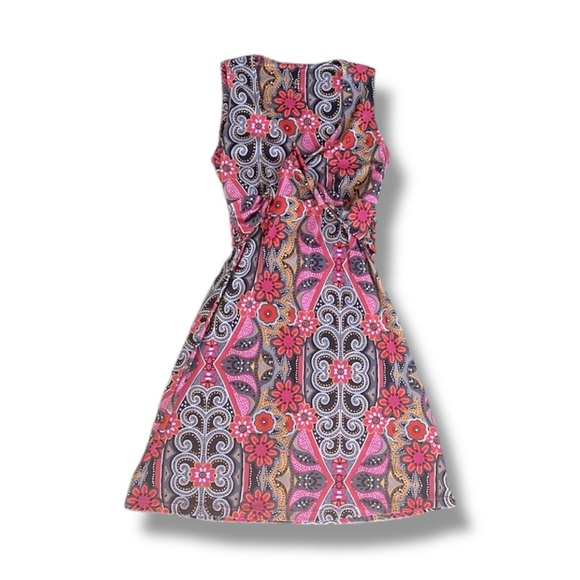 PrAna Breathe Twist Front Pink/Black Print Athletic Sleeveless Dress Size Small - Picture 2 of 11